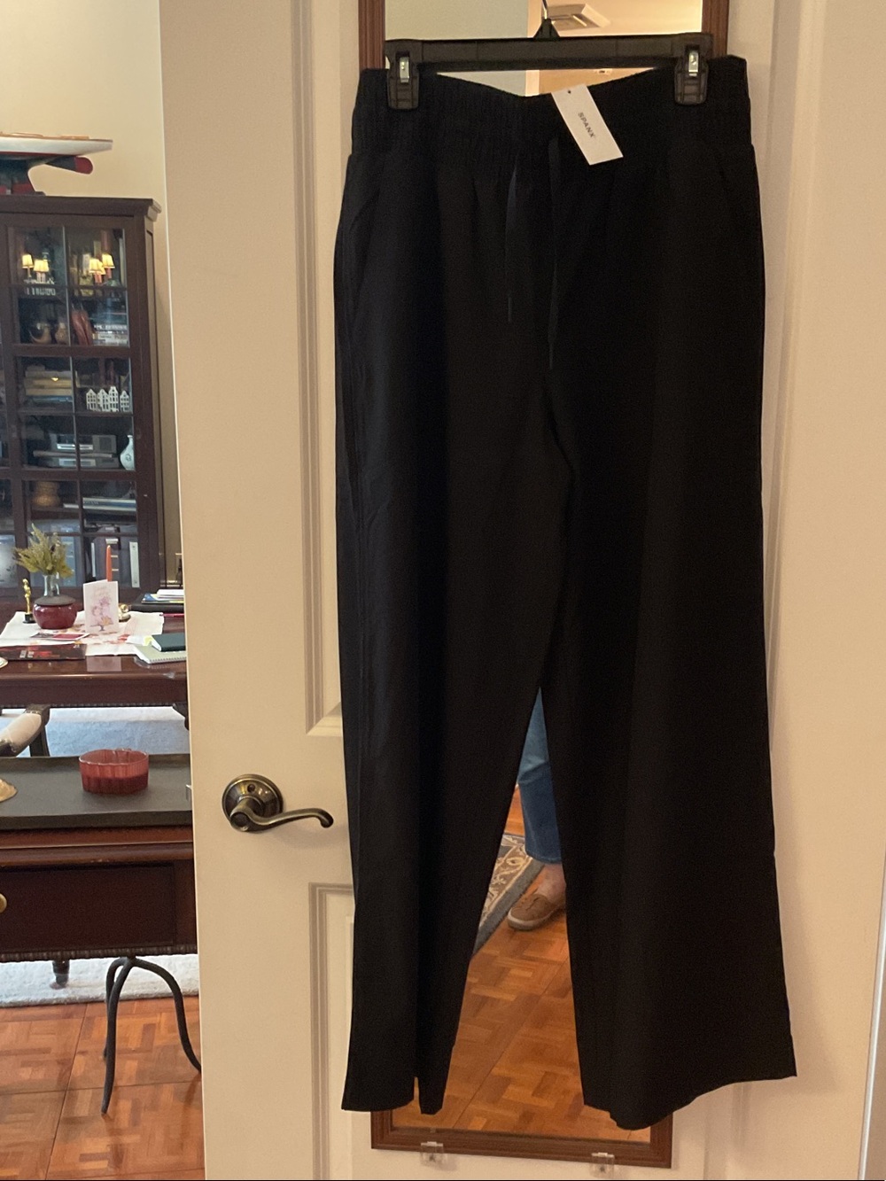 SPANX Black Elastic Waist Drawstring Track Pants